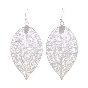 Matte Silver Leaf Earrings