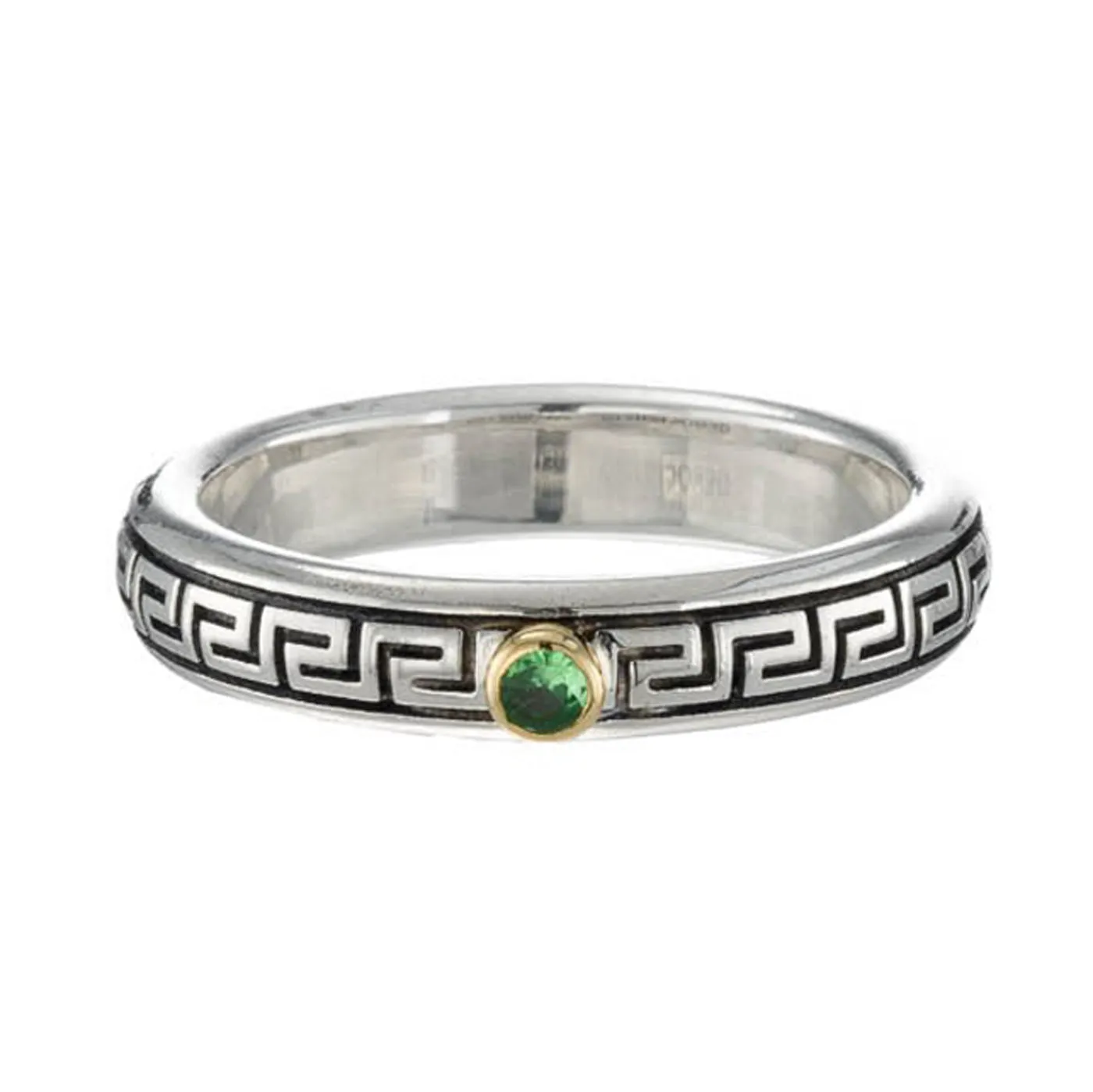 Meander Stackable Band Ring with Gemstone