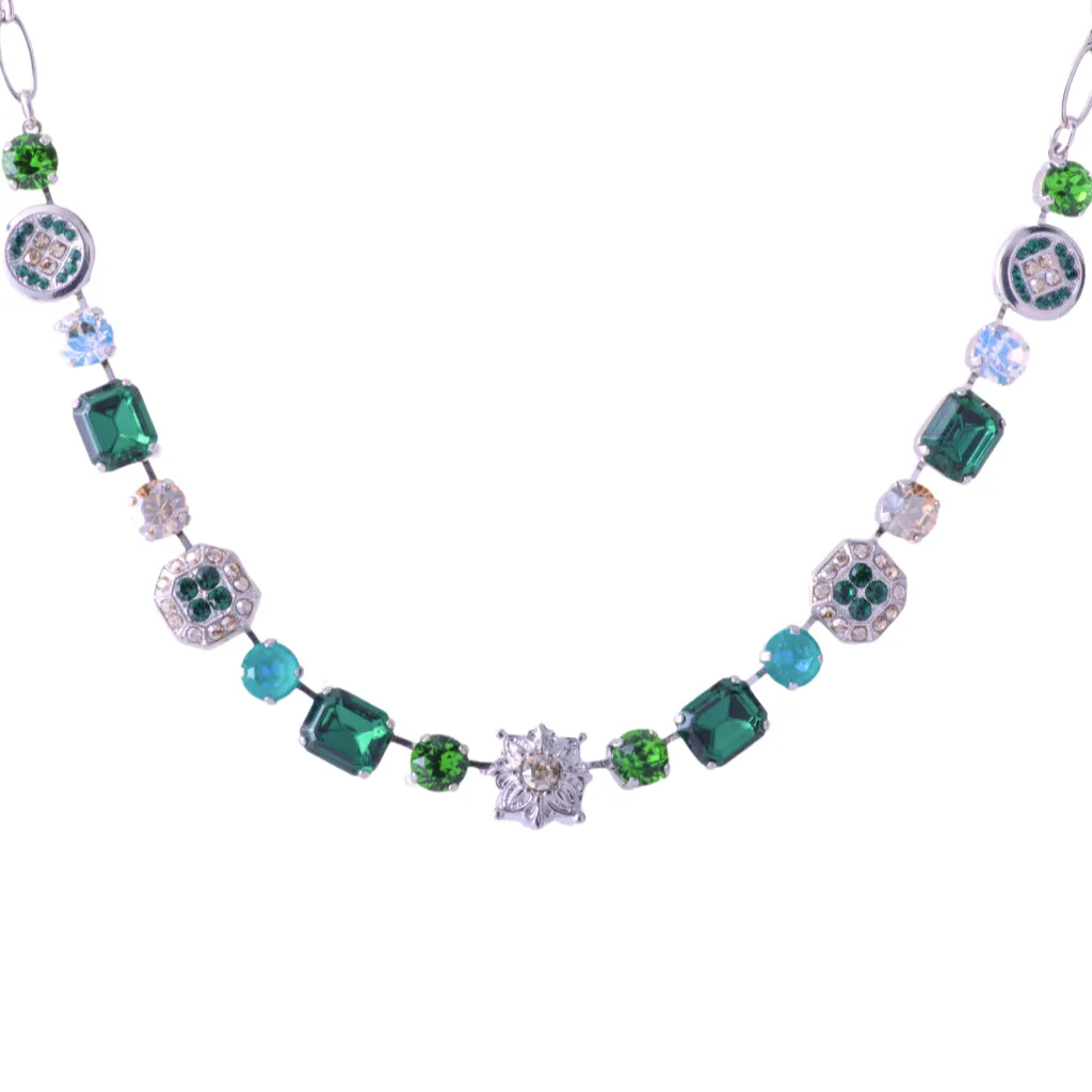 Medium Emerald and Mixed Element Necklace in "Circle of Life" *Custom*