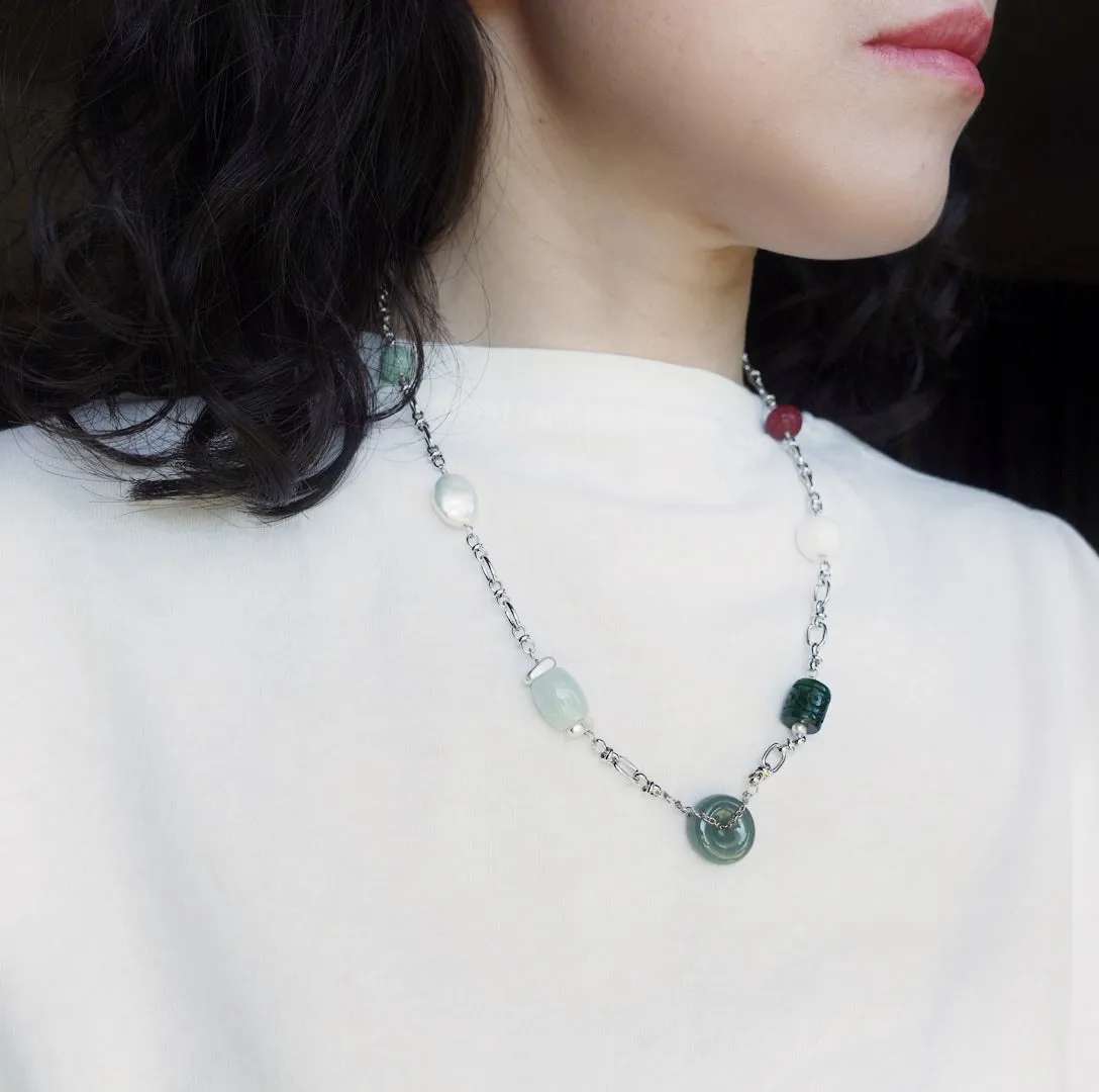 Metropolis Hermit Jade Necklace Silver