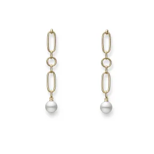 Mikimoto 18K Yellow Gold Cultured Akoya Pearl Dangle Earrings