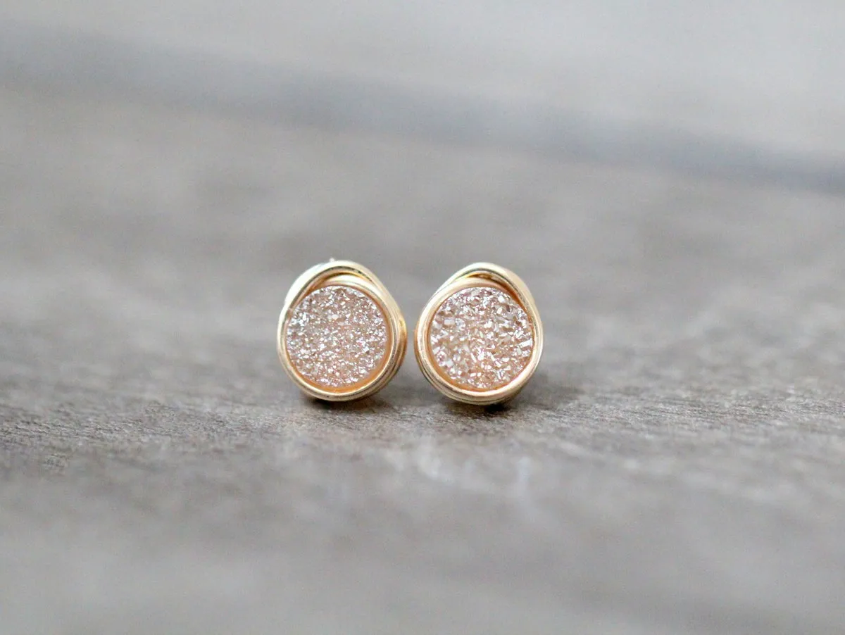 Mini Druzy Stud Earrings