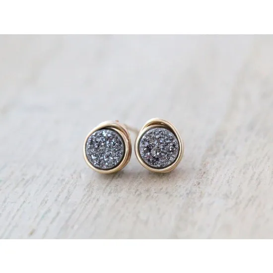 Mini Druzy Stud Earrings