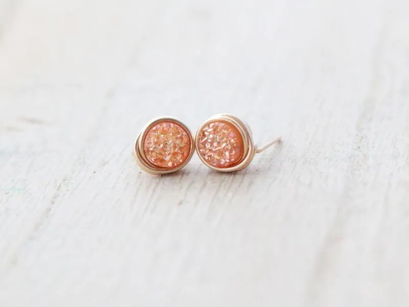 Mini Druzy Stud Earrings