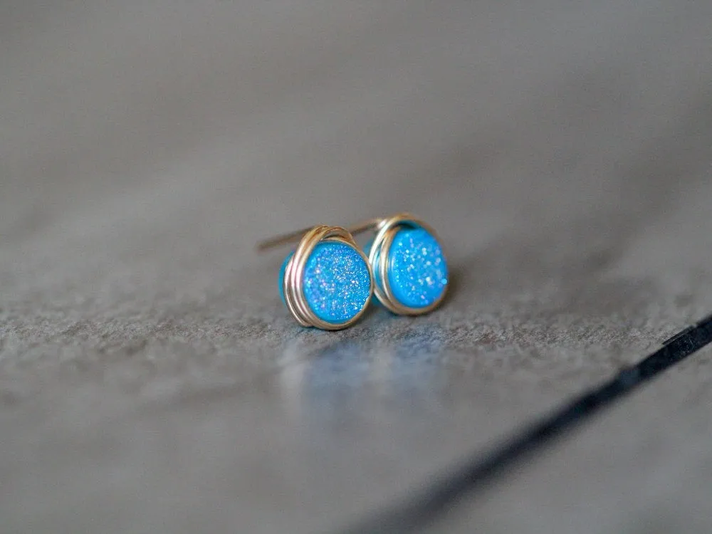 Mini Druzy Stud Earrings