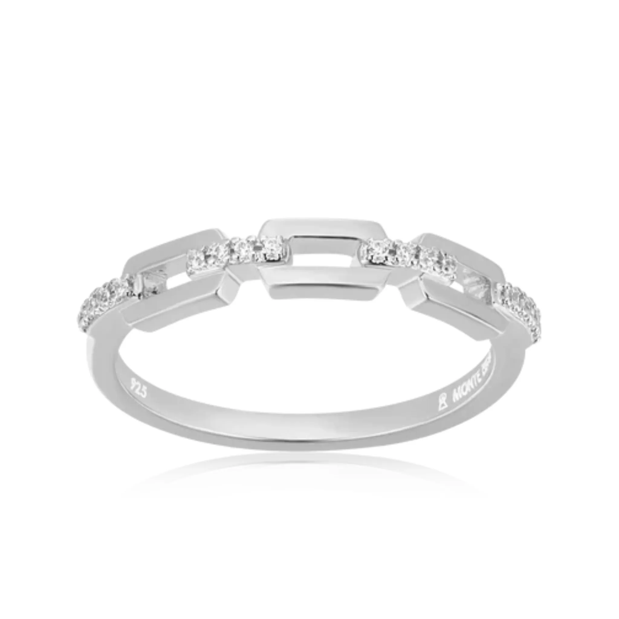 Mini-link Stackable Ring in Rhodium Plated Sterling Silver