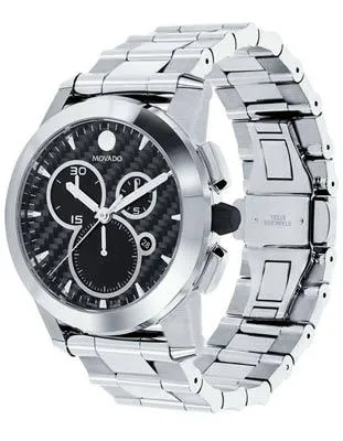 Movado Mens Vizio Chronograph - Black Dial - Stainless Steel - Bracelet - Date