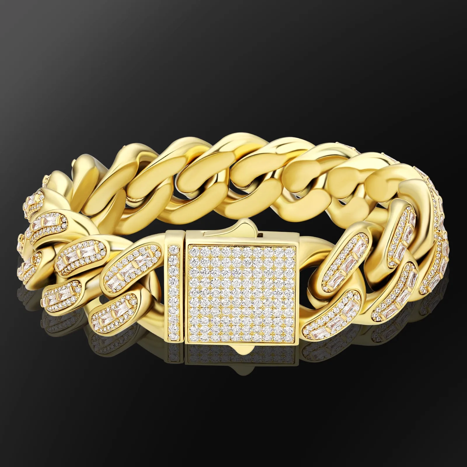 NEW | [Never Fading] 20mm CZ Diamond Iced Out Bracelet Men's KRKC