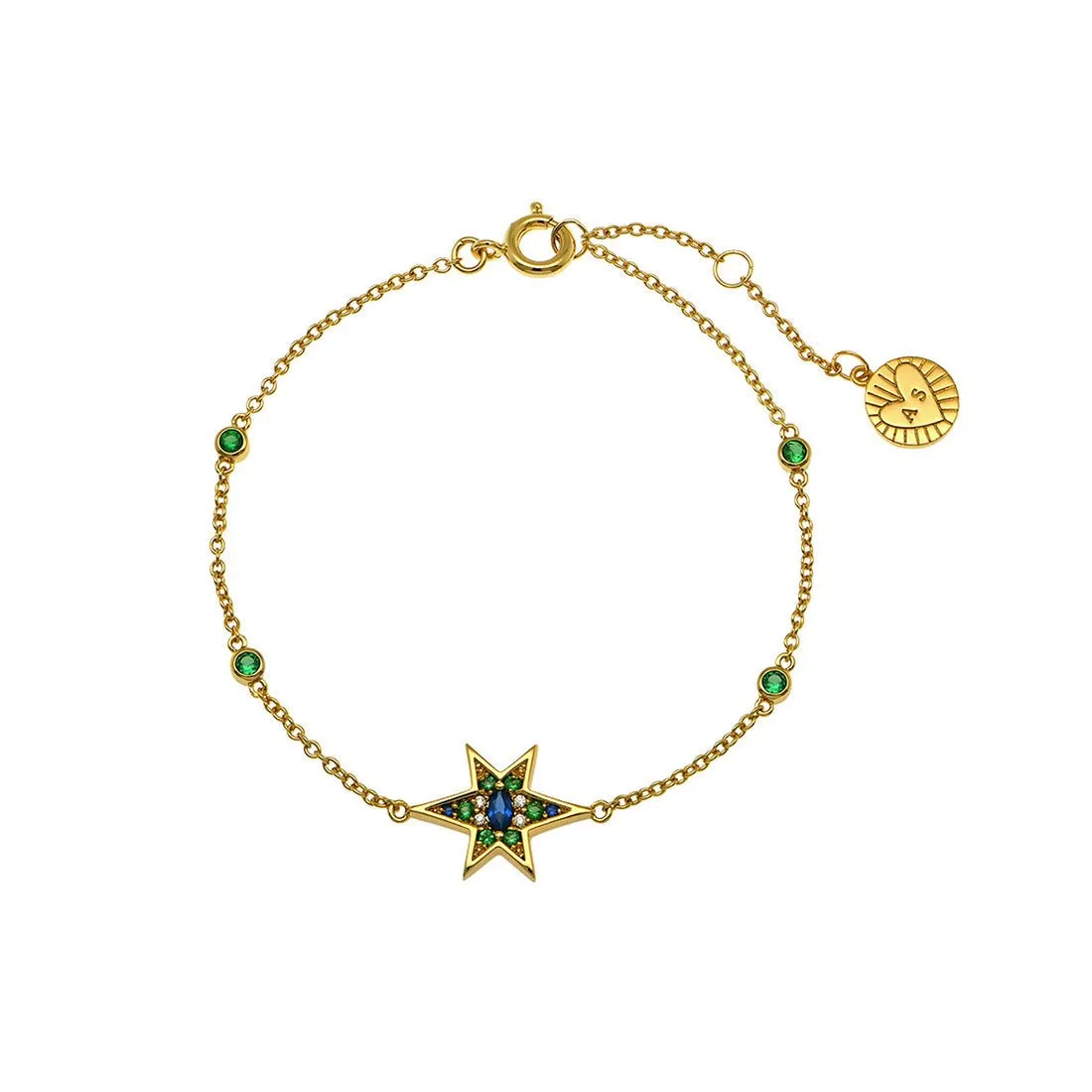 Nova North Star Bracelet Sapphire Emerald CZ and Gold