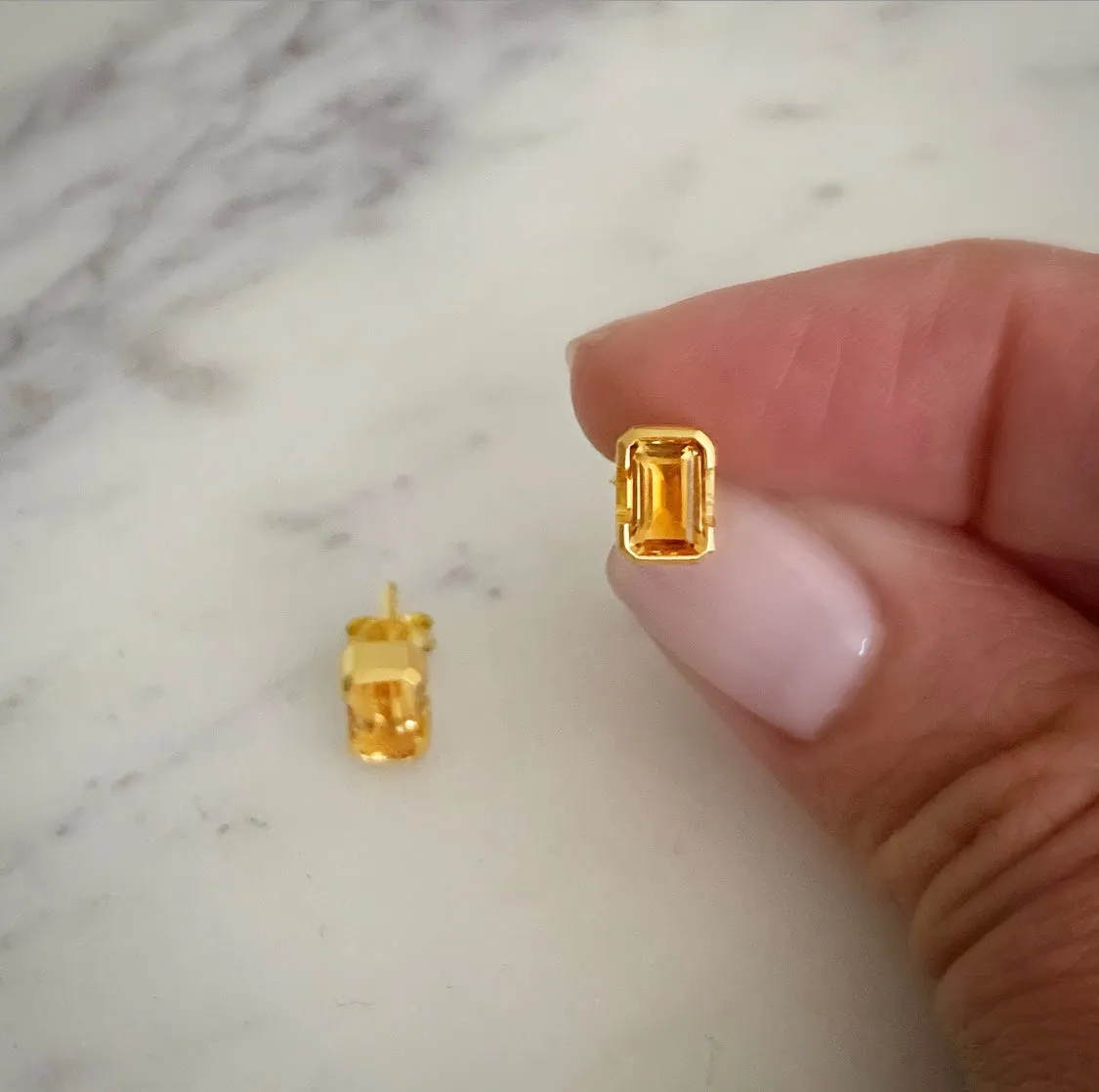 NOVEMBER BIRTHSTONE STUDS - CITRINE