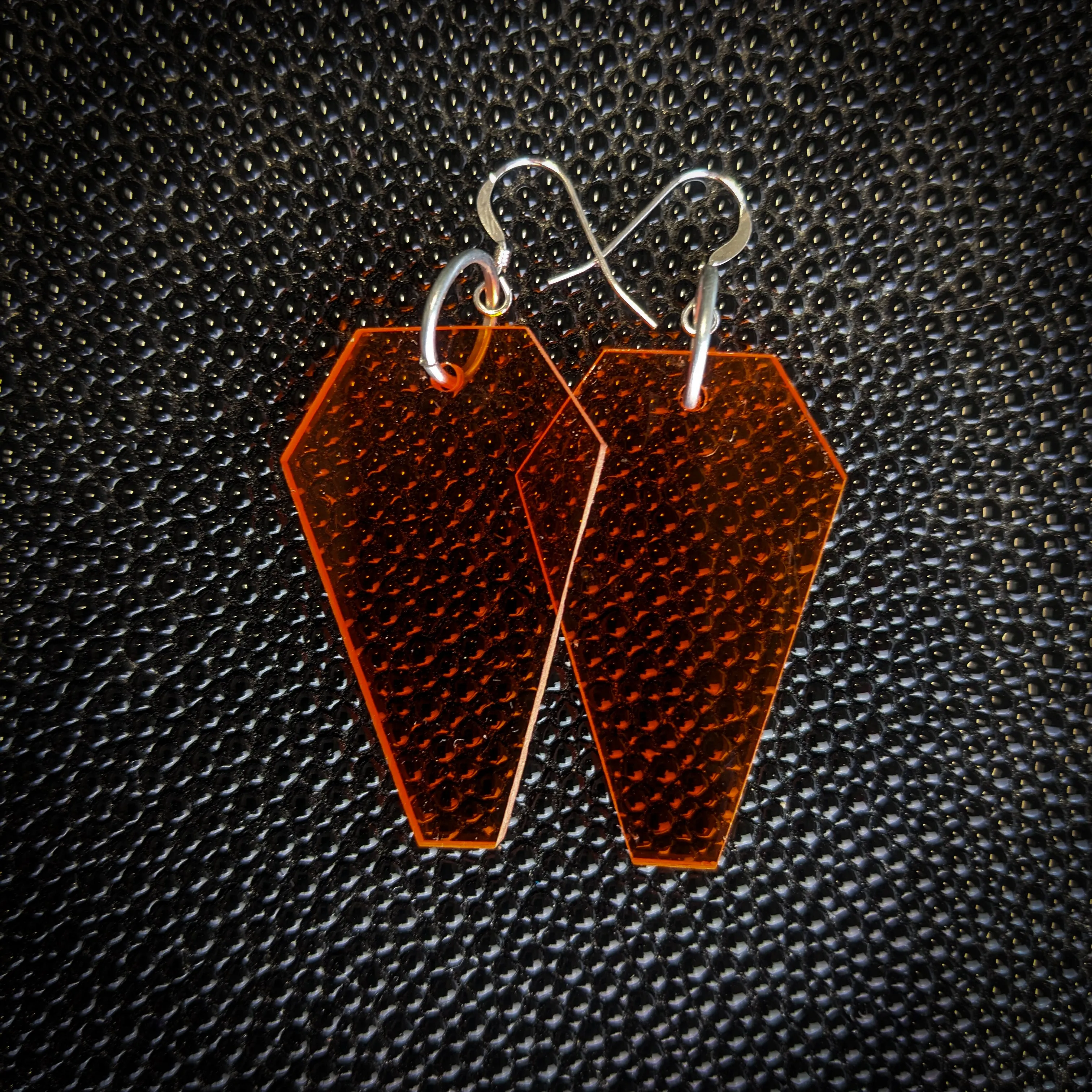 Orange Coffin Dangle Earrings