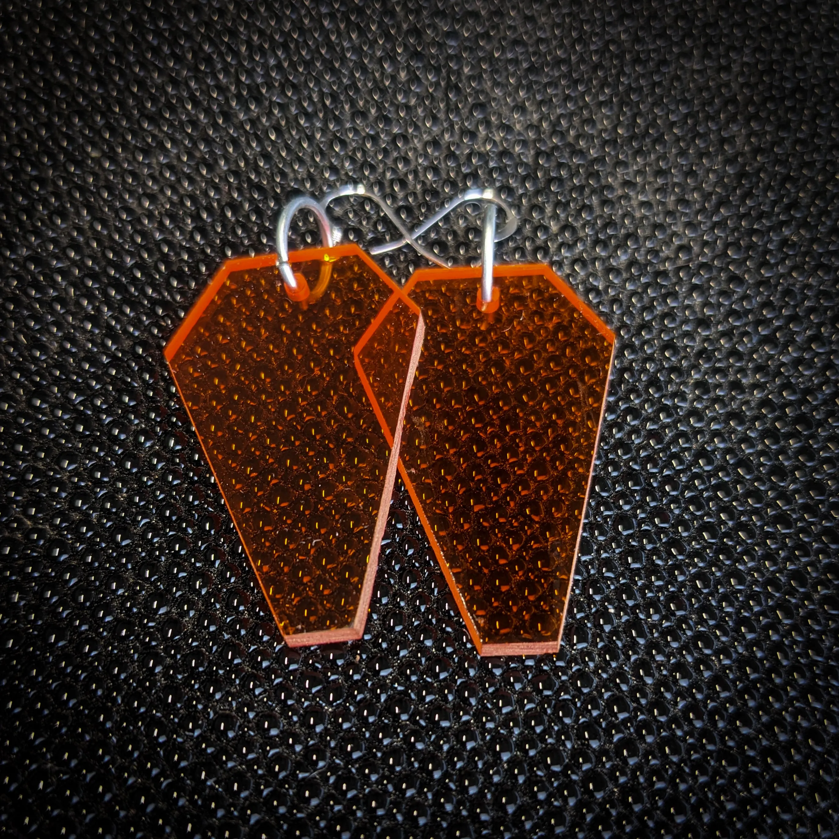 Orange Coffin Dangle Earrings