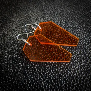 Orange Coffin Dangle Earrings