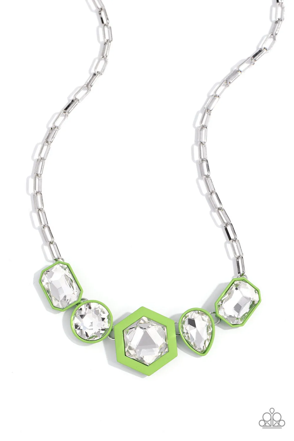 Paparazzi Evolving Elegance Necklace Green, Developing Dignity Earrings Green & Transforming Taste Bracelet Green