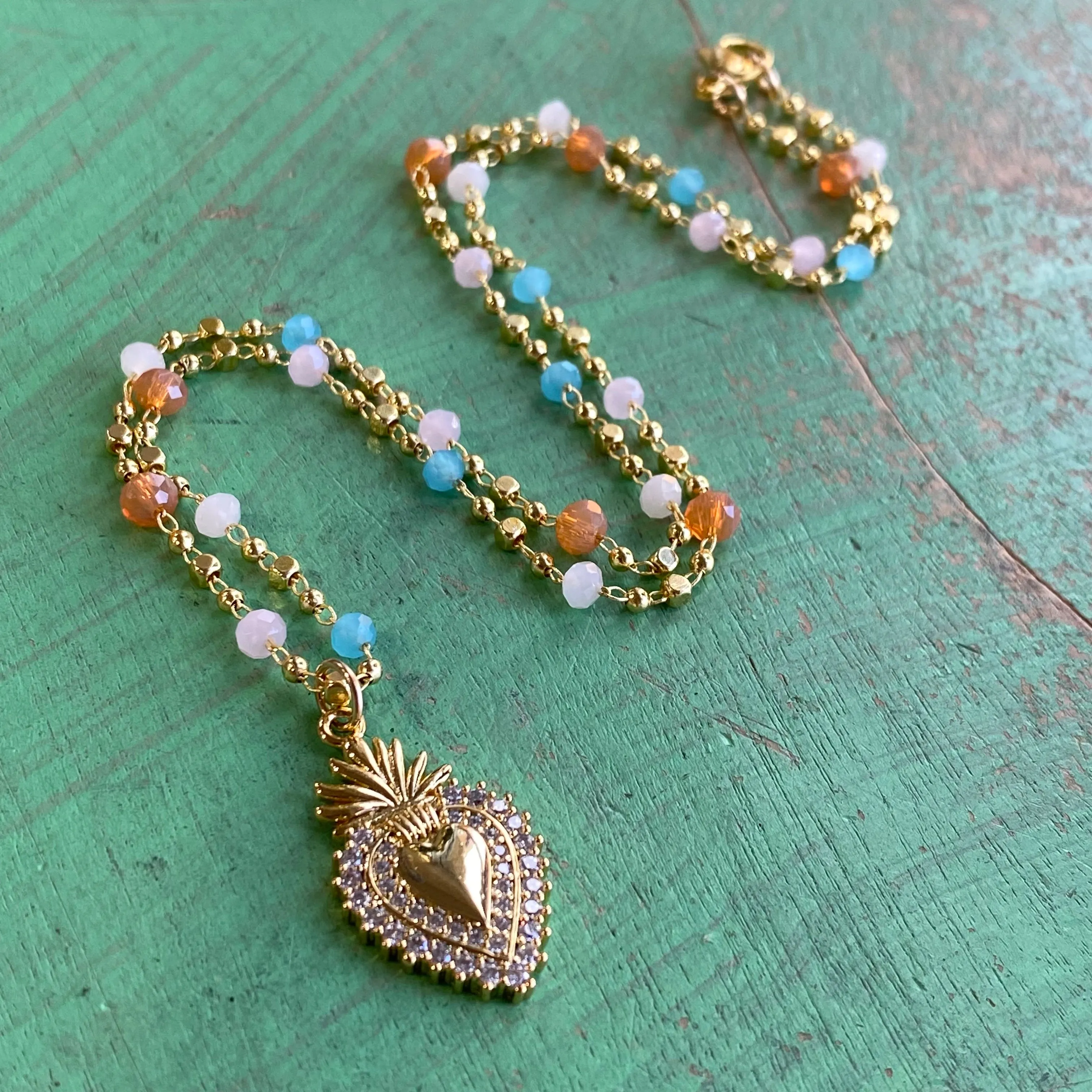 Pastel Sacred Heart Necklace