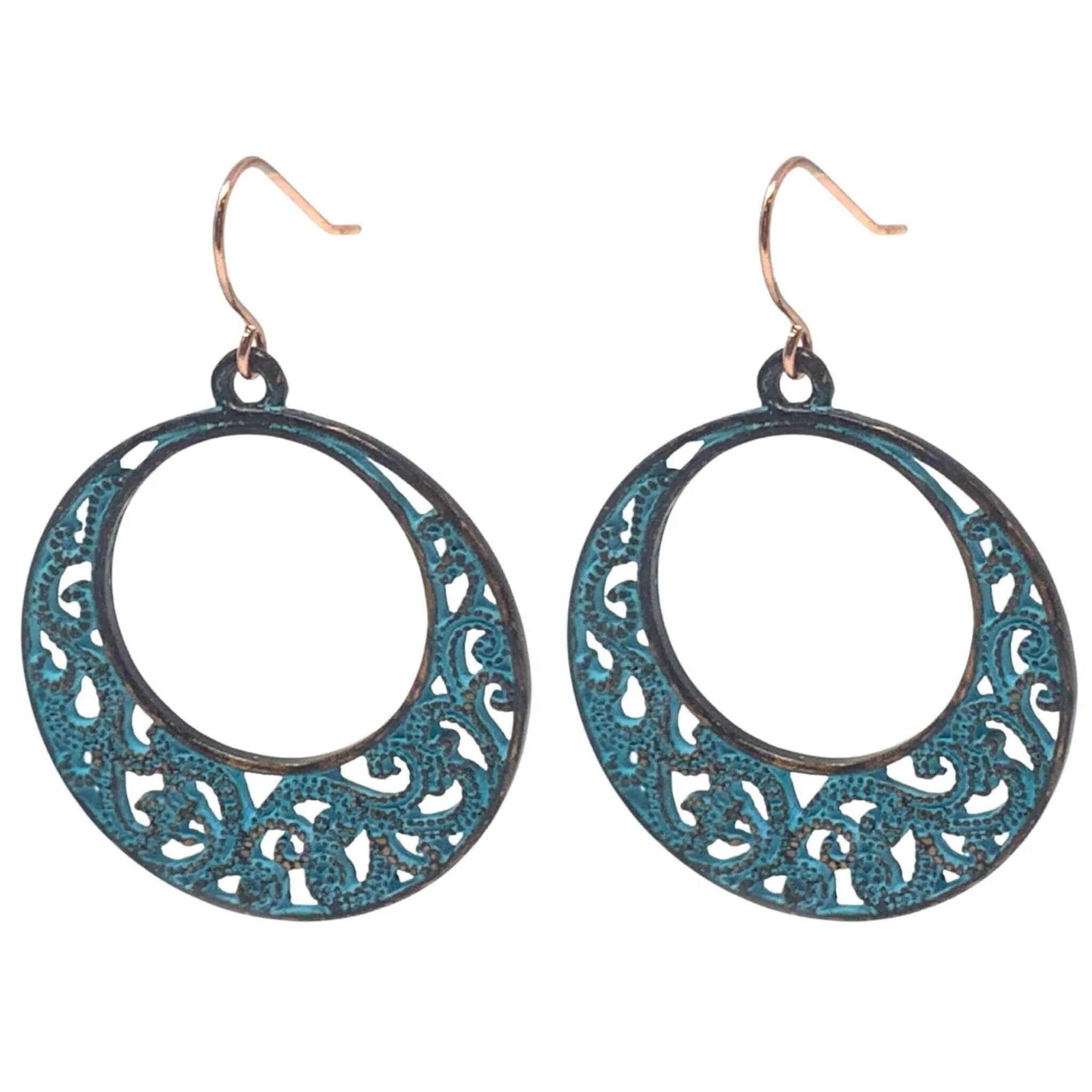 Patina Filigree Circle Earrings