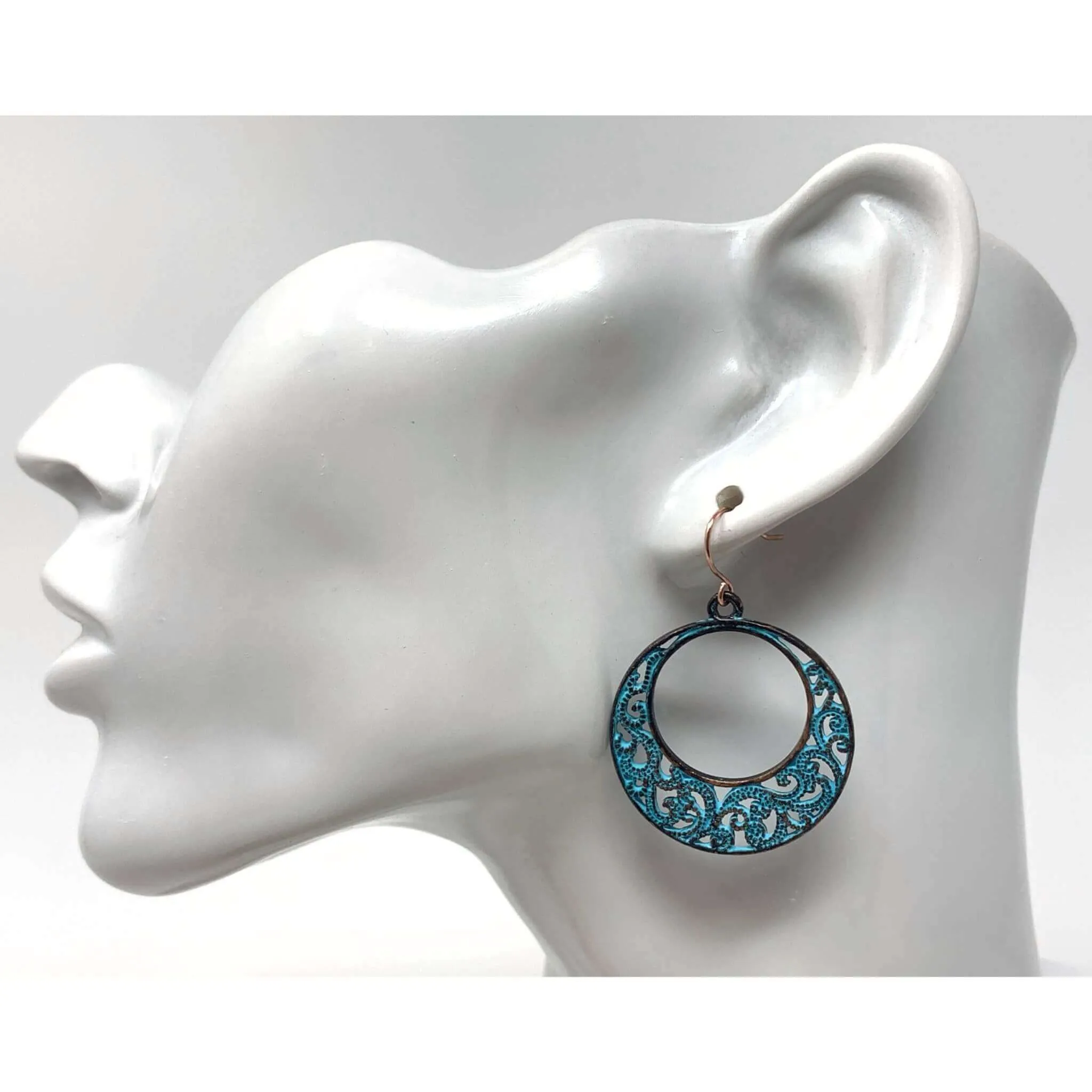 Patina Filigree Circle Earrings