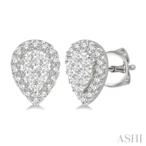 PEAR SHAPE HALO LOVEBRIGHT ESSENTIAL DIAMOND EARRINGS