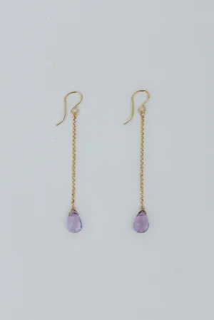 Petite Drop Chain Earrings - Amethyst