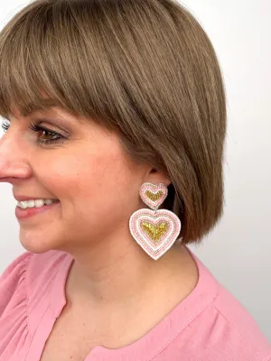 Pink & Gold Heart Earrings