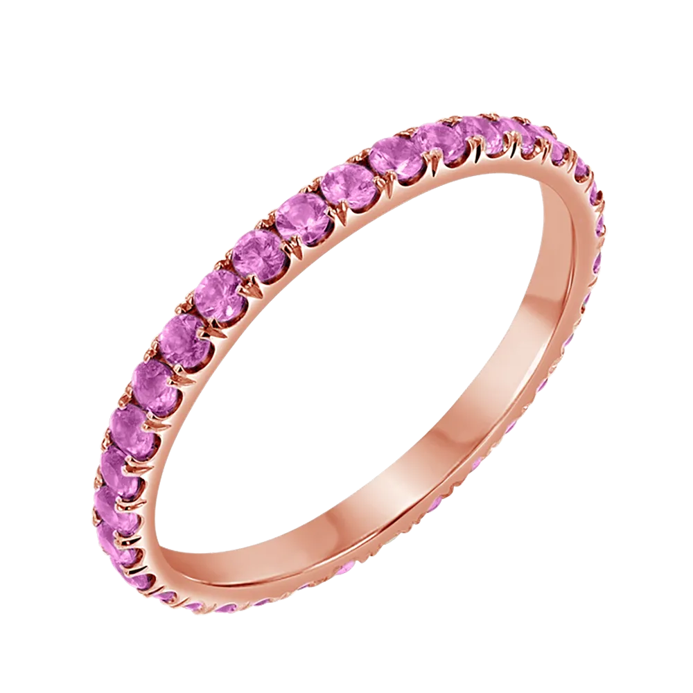 Pink Sapphire U Pave Band