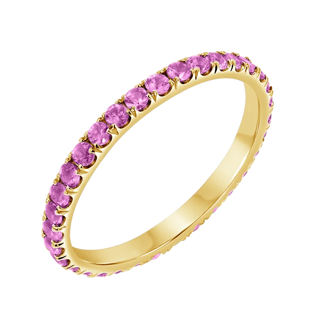 Pink Sapphire U Pave Band