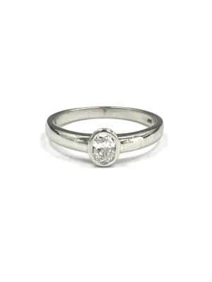 Platinum 0.45cts Oval Diamond Ring