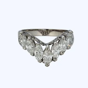 Platinum Marquise Diamond Chevron Ring