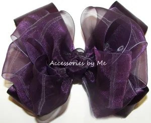 Plum Organza Satin Hair Bow