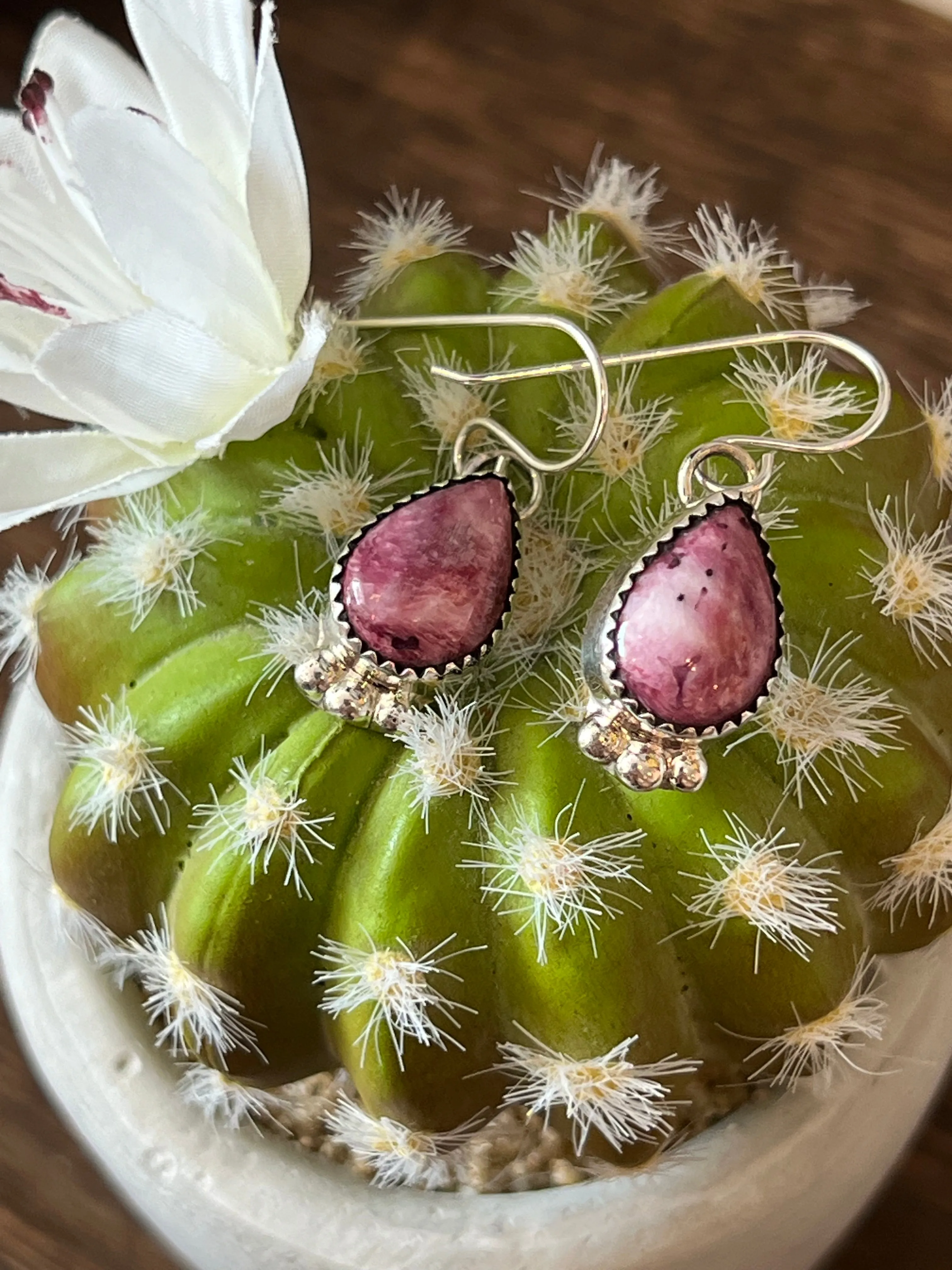 Pretty In Purple Spiny Sterling Silver Earrings