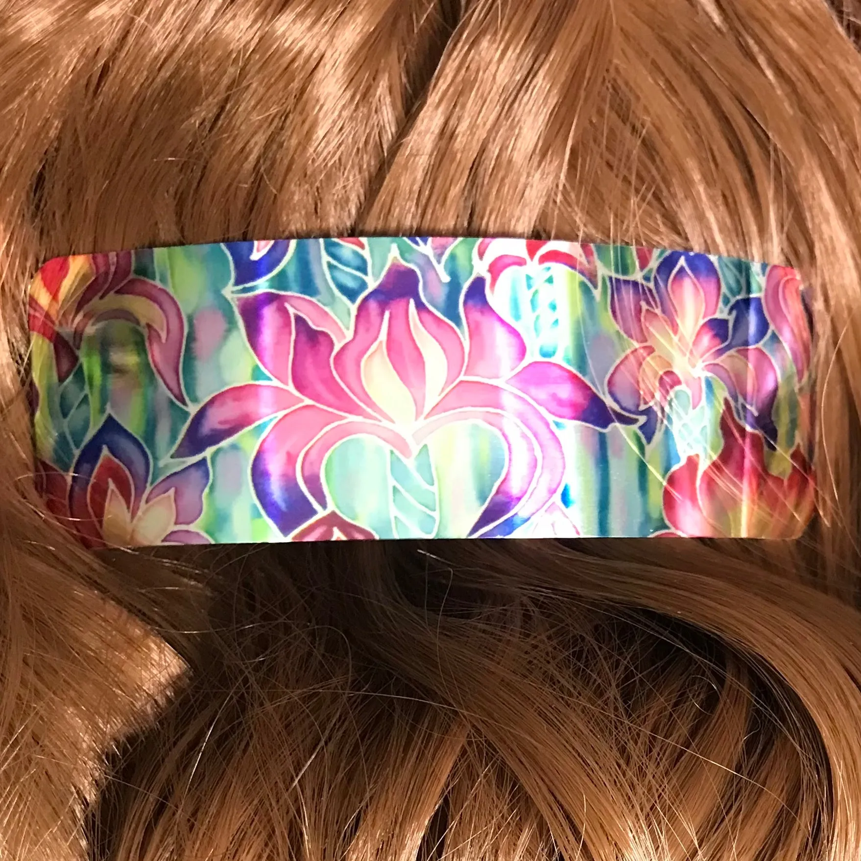 Purple Iris Large Hair Clip - Shiny Patterned Hair Barrette