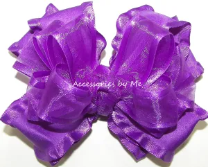 Purple Organza Ruffle Hair Bow