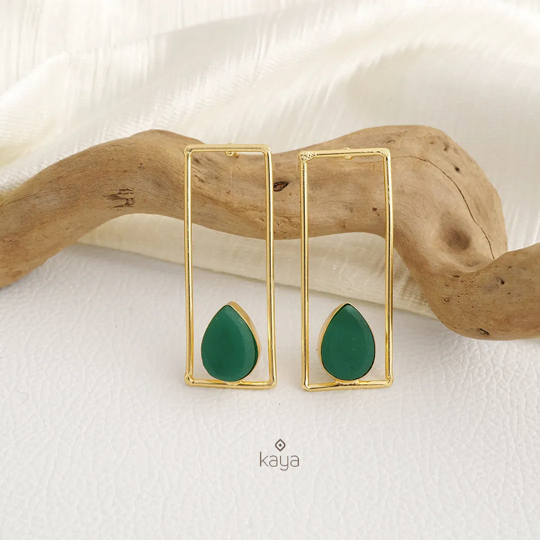 Rain Drop Natural Stone Earrings (color option) - KE100773