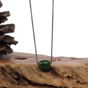 RealJade® Co. "Good Luck Button" Necklace Nephrite Green Jade Lucky TongTong Pendant Necklace