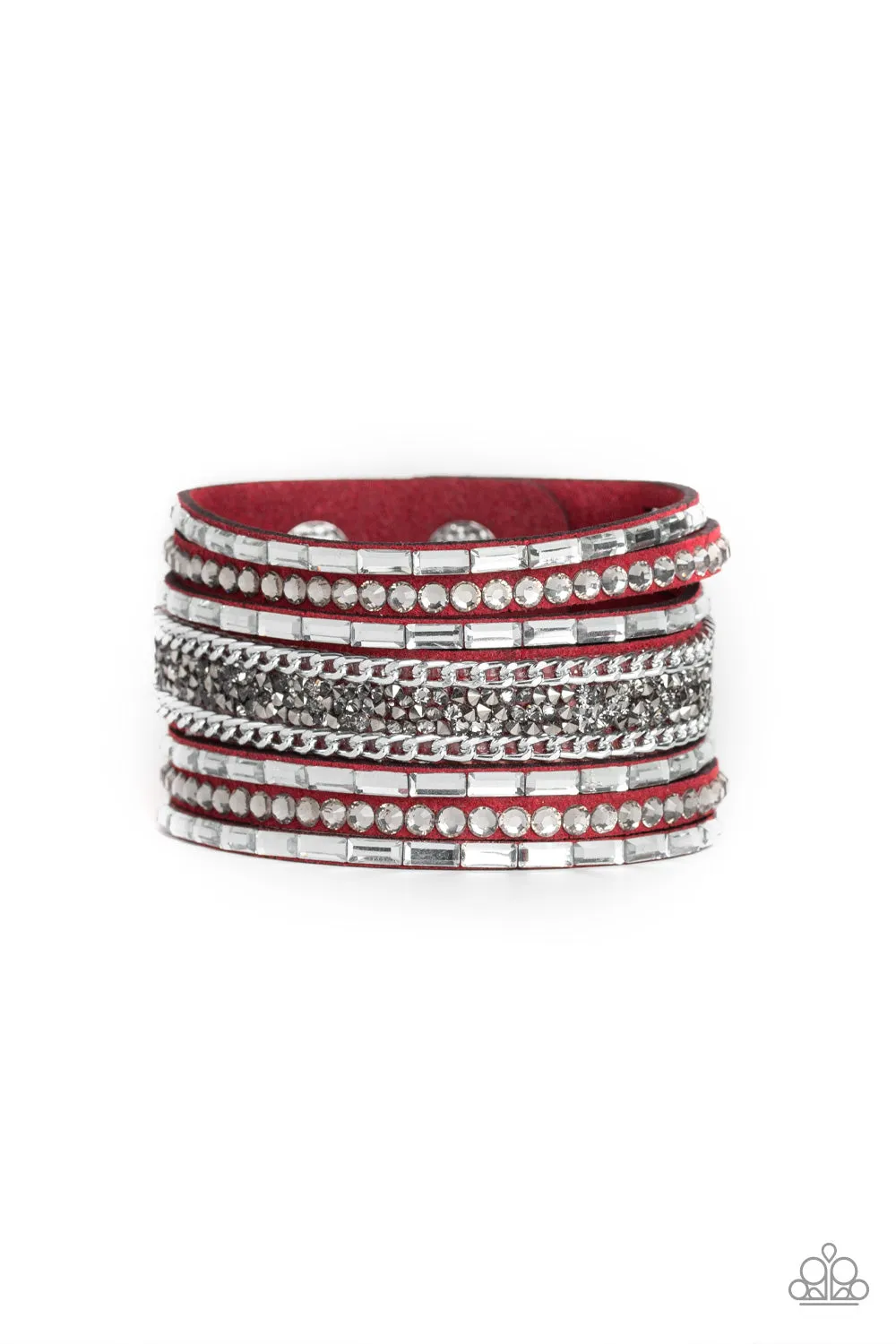 Rhinestone Rumble - Red Bracelet - Paparazzi Accessories