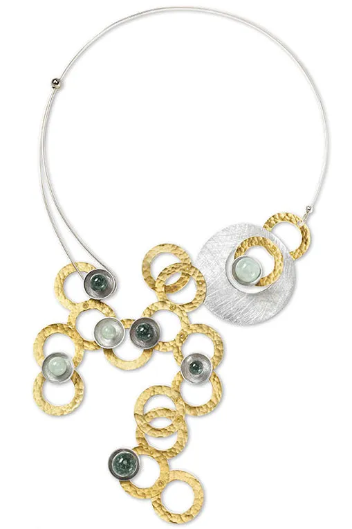 RIVER Centerpiece Focal Statement Necklace from the SCULPTURAL Collection with Simulated Pearl and Jade options