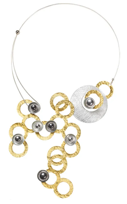 RIVER Centerpiece Focal Statement Necklace from the SCULPTURAL Collection with Simulated Pearl and Jade options