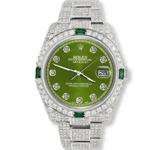 Rolex Datejust 36mm 12.4CT Diamond/Emerald Watch with Royal Green Diamond Dial TFJ-142508260