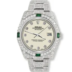 Rolex Datejust  Diamond/Emerald Watch with Satin Linen Diamond Dial TFJ-142508256