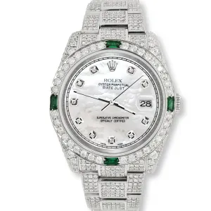 Rolex Datejust  Diamond/Emerald Watch with White Pearl Diamond Dial TFJ-142508251