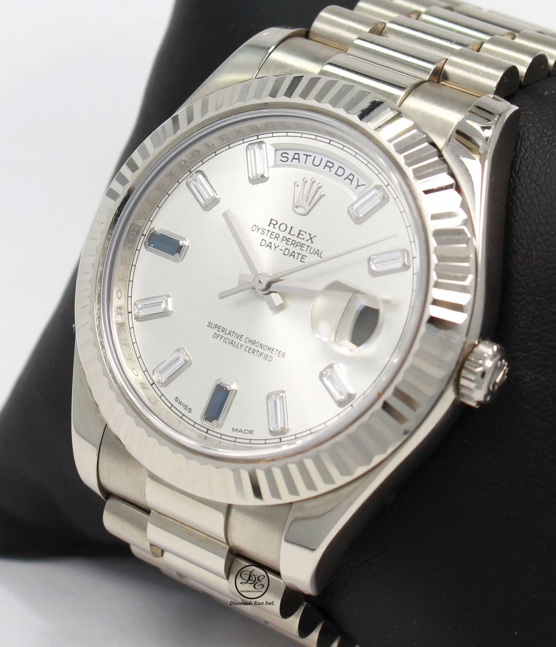 ROLEX Day Date II President 218239 18k White Gold FACTORY Sapphire Diamond Dial BOX/PAPER