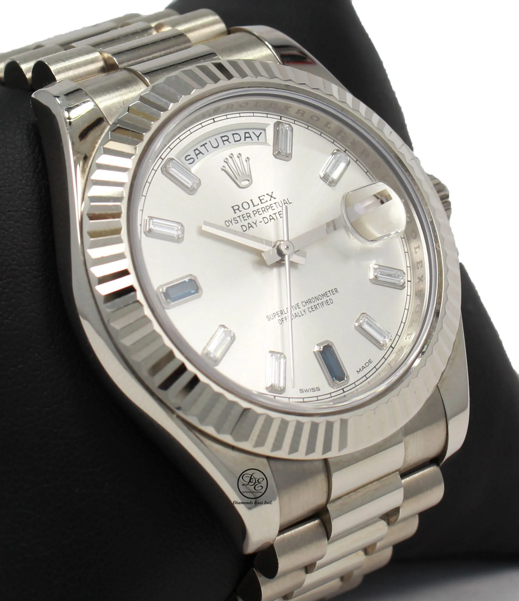 ROLEX Day Date II President 218239 18k White Gold FACTORY Sapphire Diamond Dial BOX/PAPER