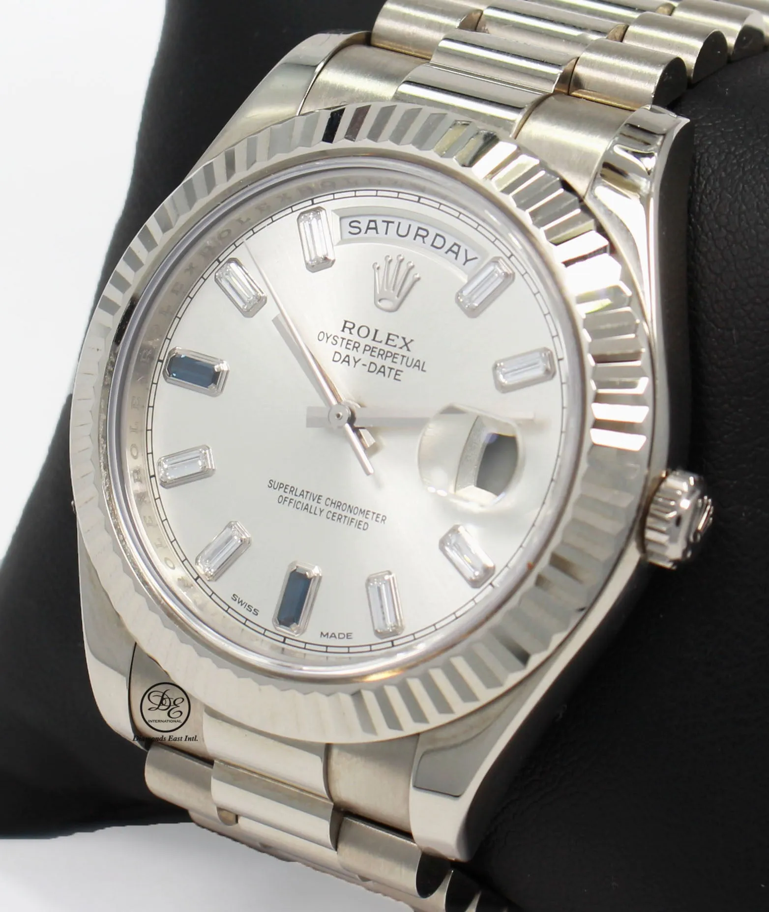 ROLEX Day Date II President 218239 18k White Gold FACTORY Sapphire Diamond Dial BOX/PAPER