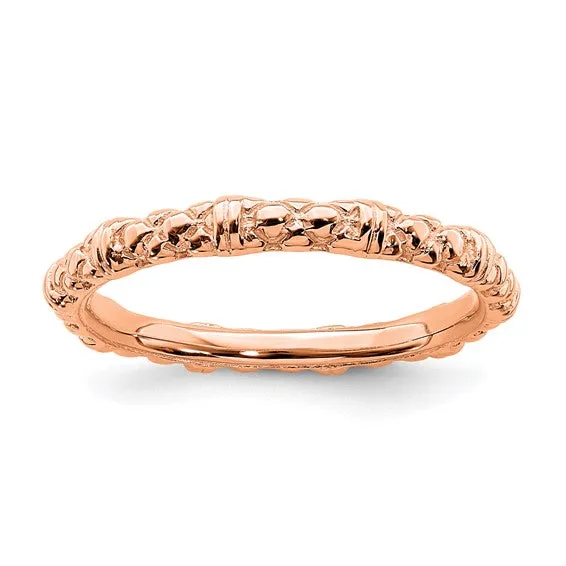 Rose Gold Sterling Silver Stackable Expressions Cable Design Ring