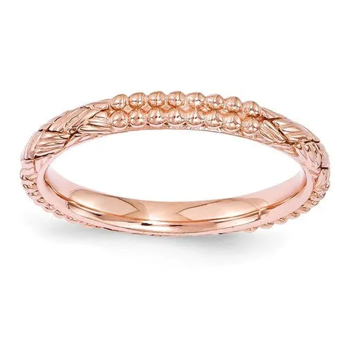 Rose Gold Sterling Silver Stackable Expressions Patterned Ring