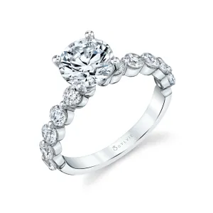 Round Cut Single Prong Engagement Ring 1.5 Ct. - Karol Platinum White