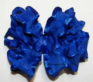 Royal Blue Ruffle Hair Bow