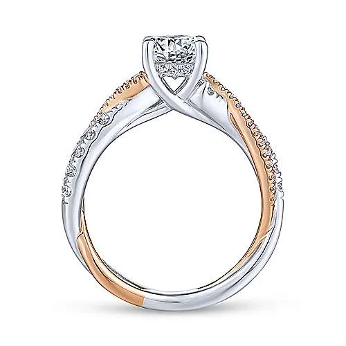 Sandrine - 14K White-Rose Gold Round Diamond Twisted Engagement Ring