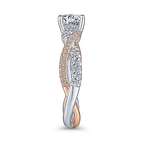 Sandrine - 14K White-Rose Gold Round Diamond Twisted Engagement Ring