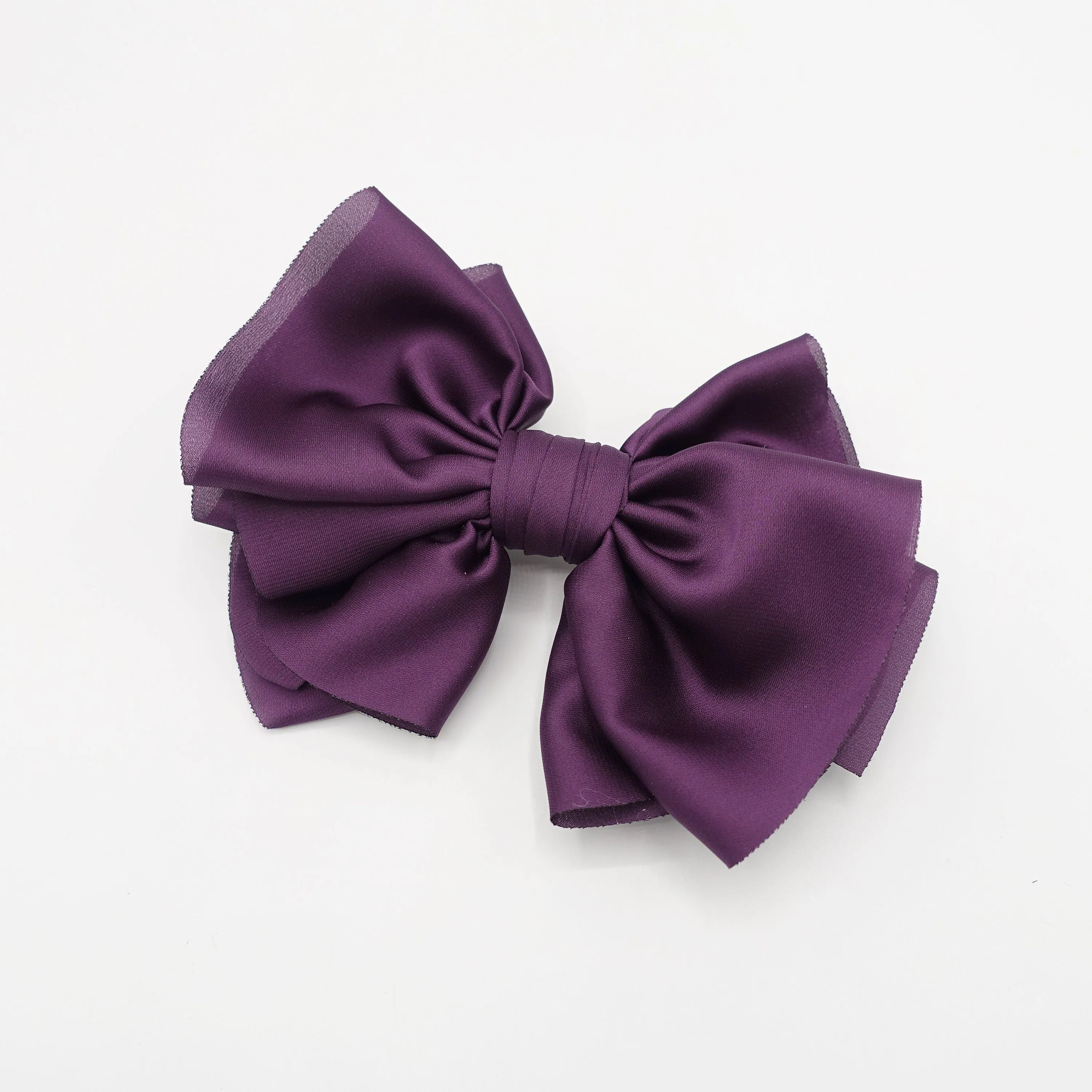 satin pleated hair bow multi-layered Spring Summer basic hair bow for women